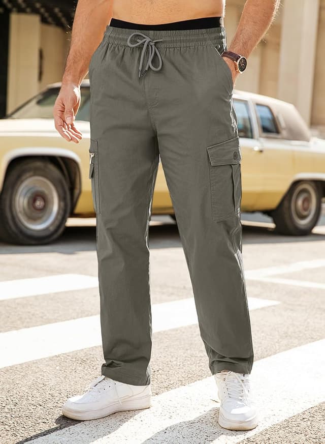 Detalle 2 de Elegancity Cargohose Herren aus Baumwolle: Jogginghose / Outdoorhose mit 7 Taschen