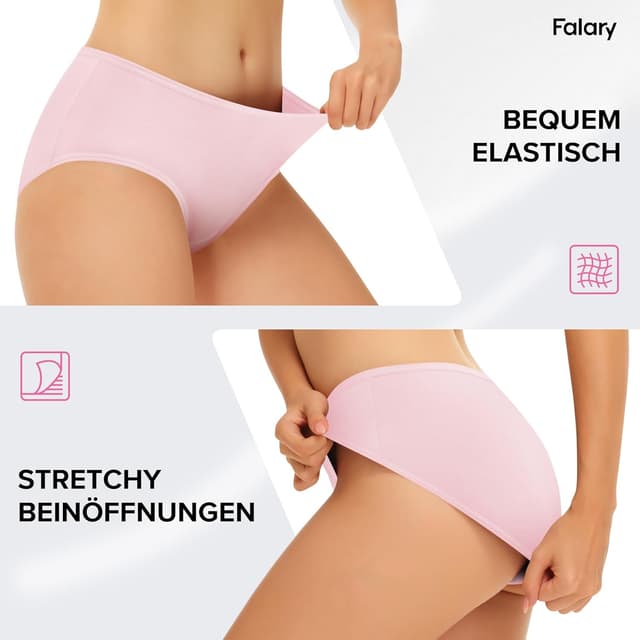 Thumbnail 1 de FALARY Damen Unterhosen im 6er-Pack aus Baumwolle (mittlere Taille) – atmungsaktive Slips mit Elasthan