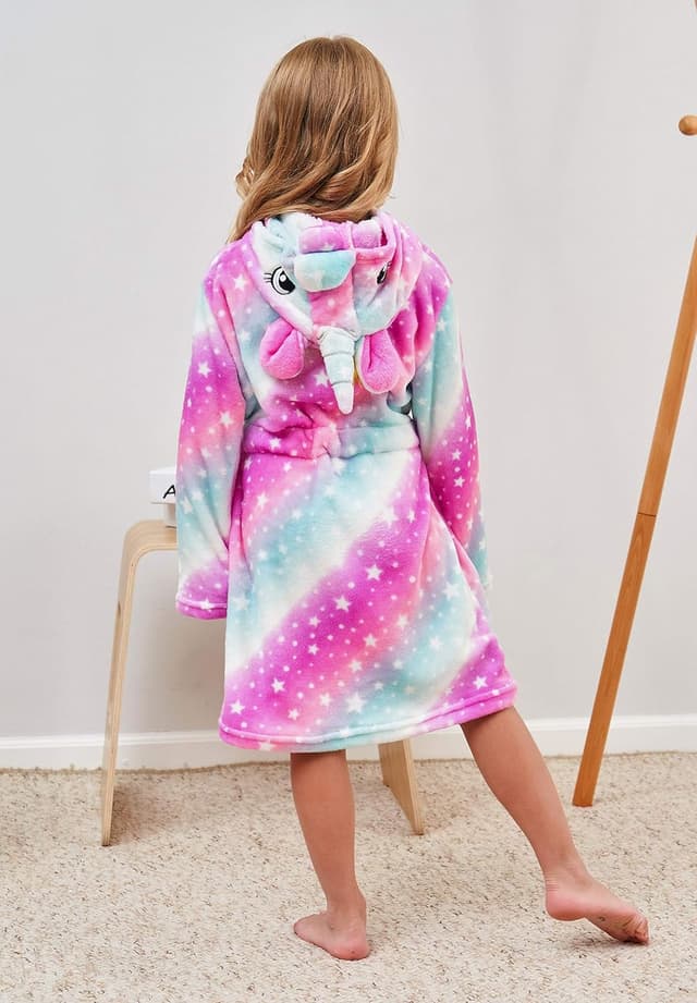 Detalle 2 de Piefry peignoir doux fille à capuche licorne (avec pantoufles) 4 pièces