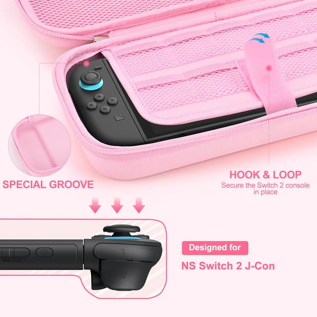 Detalle de innoAura Switch 2 Carrying Case 9‑slot Pink