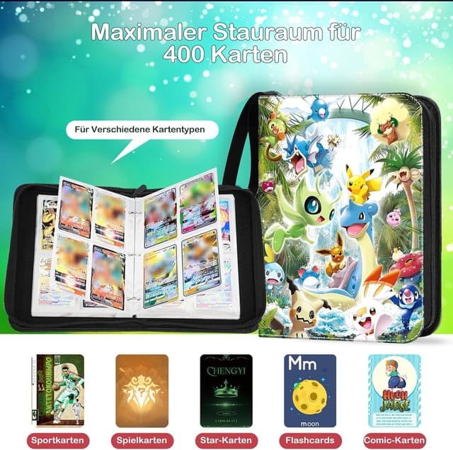 Detalle 2 de Sammelalbum für Karten – Tragbares Kartenalbum mit 50 Seiten, Platz für bis zu 400 Karten