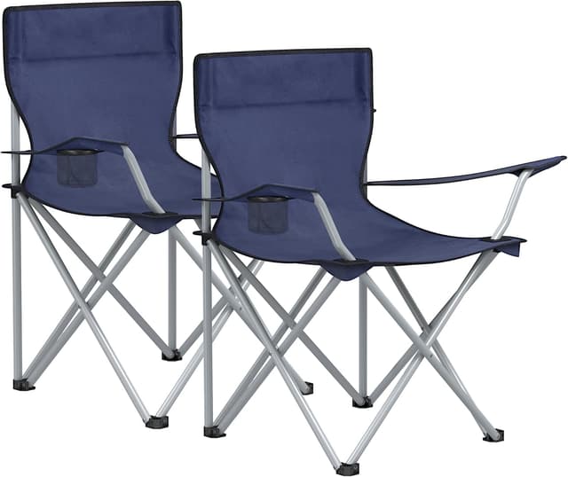 Detalle de SONGMICS Chaise pliante de camping GCB01IN (lot de 2) – 120 kg, portable, avec accoudoir et porte-gobelet