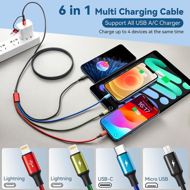 Detalle 2 de Minlu 4in2 Multi-Ladekabel 1,2m