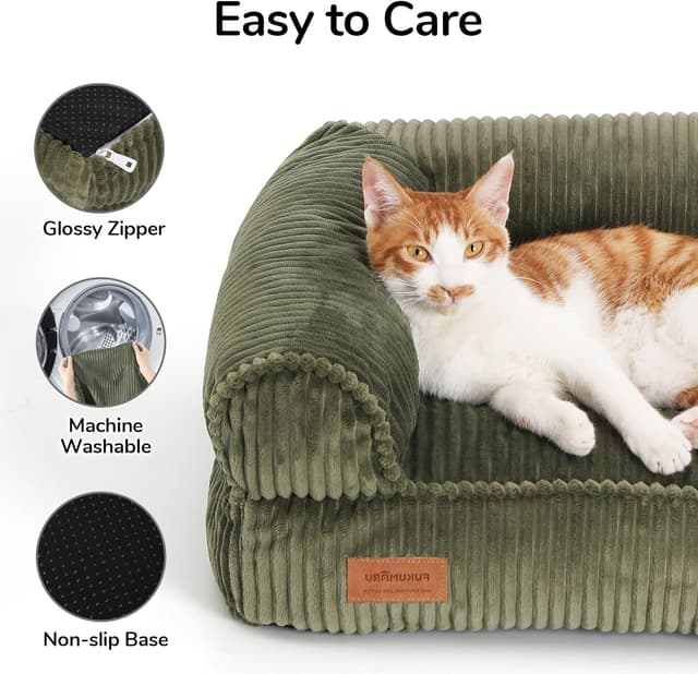 Thumbnail 3 de FUKUMARU Cat Couch Bed 27 inch cosy corduroy pet sofa