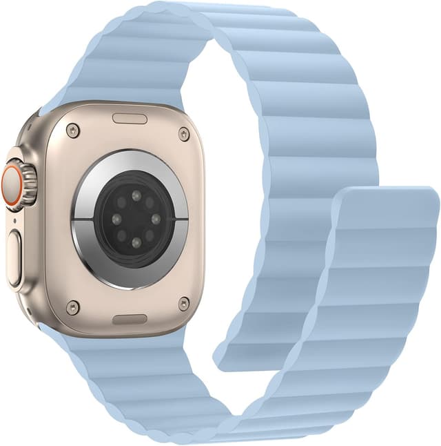 Detalle 2 de HITZEE Soft Silicone Magnetic Apple Watch strap (light blue) – 38/40/41/42/44/45/46/49mm compatible