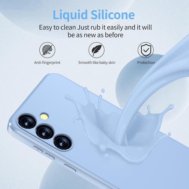 Detalle de Watana Hülle für Samsung Galaxy S24 Plus 5G – Soft-Touch Flüssigsilikon Case mit Mikrofaserfutter, hellblau