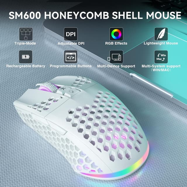 Detalle 2 de SOLAKAKA SM600 Wireless Gaming Mouse 600mA 🔌
