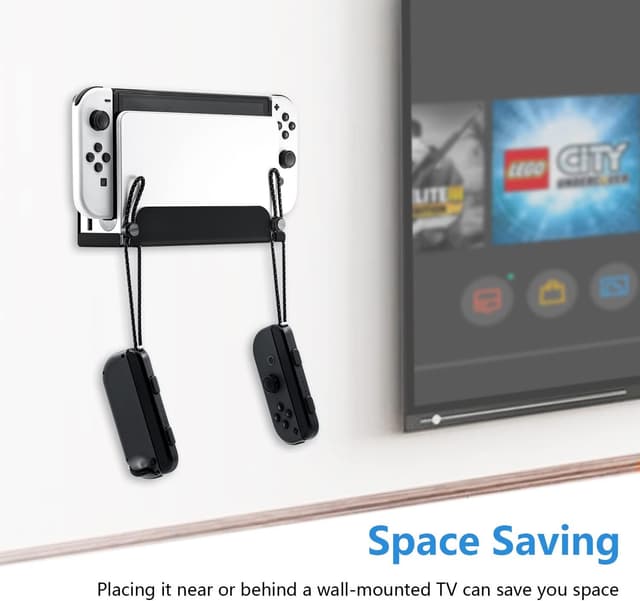 Detalle 2 de Mcbazel Wandhalterung für Switch OLED / NS Switch (Metall) mit Joy-Con-Haken – Schwarz