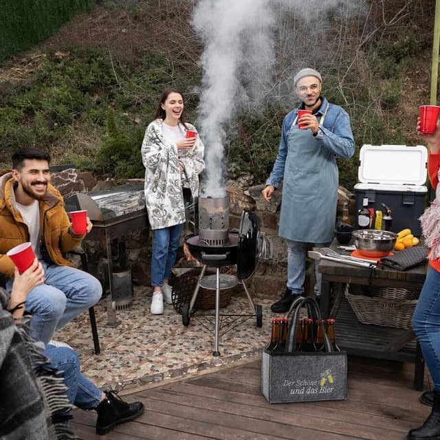 Detalle 2 de Anicy Männerhandtasche Bier – Flaschenträger für 6 Flaschen mit lustigem „Der Schöne und das Bier“-Motiv