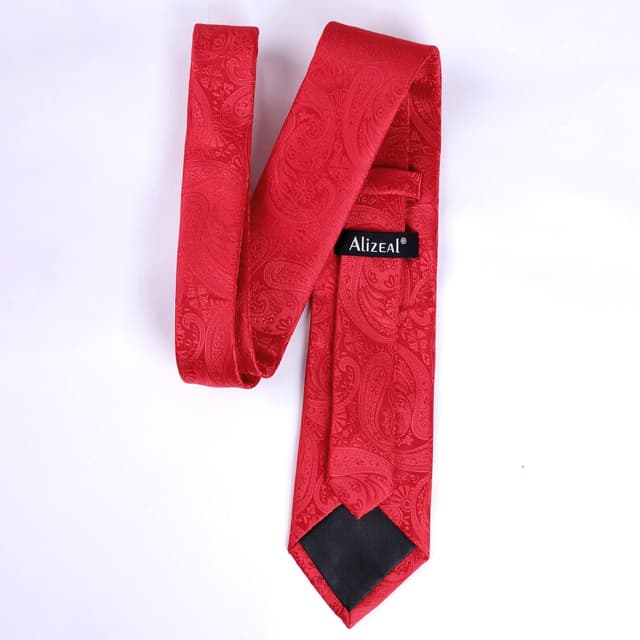 Detalle 2 de Alizeal men’s paisley tie and pocket square set (tie and hanky) for weddings, business and smart casual