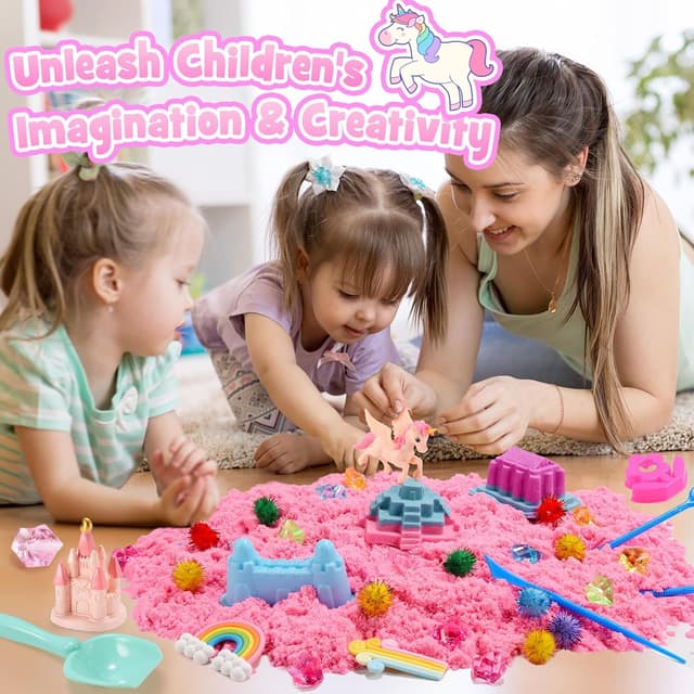 Detalle 2 de Geebiiny Magic Play Sand Set 900g Einhorn