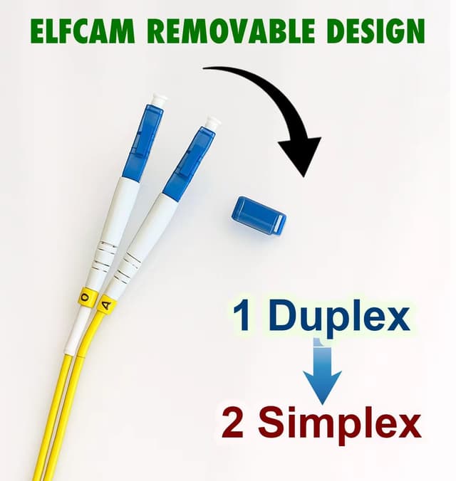 Detalle 2 de Elfcam 20 m LWL-Glasfaserkabel LC/APC auf LC/APC, Simplex 9/125 µm (OS2), LSZH gelb – kompatibel mit Telekom