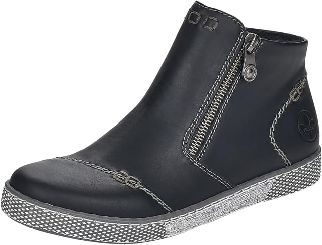 Detalle de Rieker Damen L1260 Mode-Stiefel – synthetisches Material mit Schnellverschluss