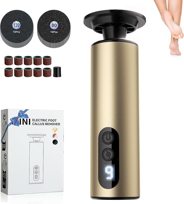 Detalle de LOZLTX elektrischer Hornhautentferner für Füße mit Sensortechnik und 9 Stufen (Gold)