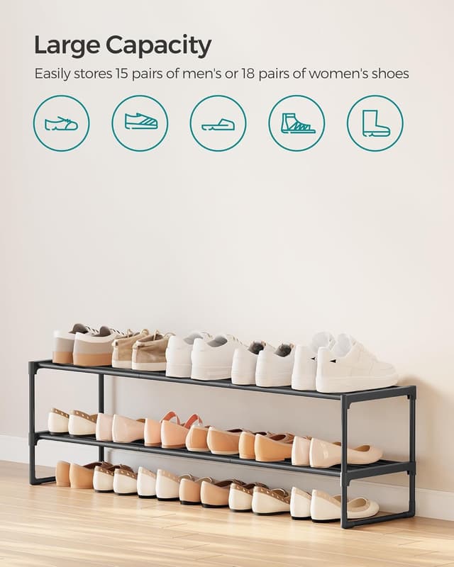 Detalle 1 de SONGMICS 2-Tier shoe rack 30 x 116 cm