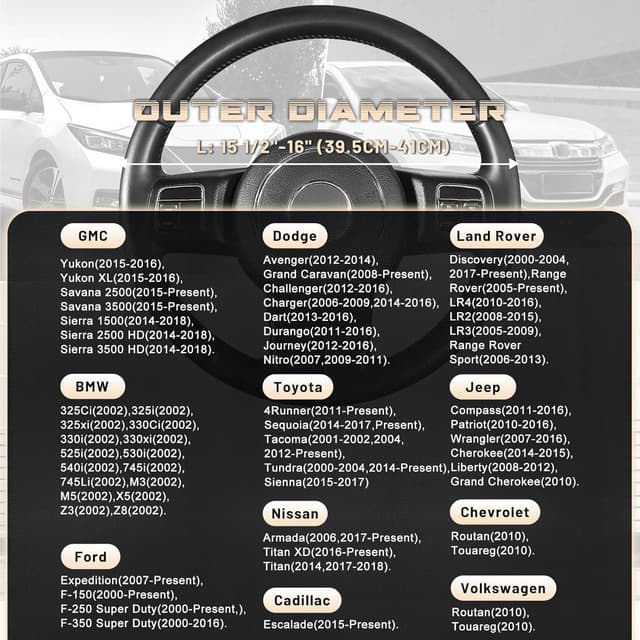 Detalle de SEG Direct Microfiber Leather Steering Wheel Cover (Black) for 15.5–16 in Wheels