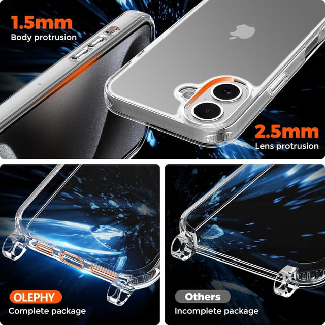 Detalle de OLEPHY Cover trasparente con cordino per iPhone 17