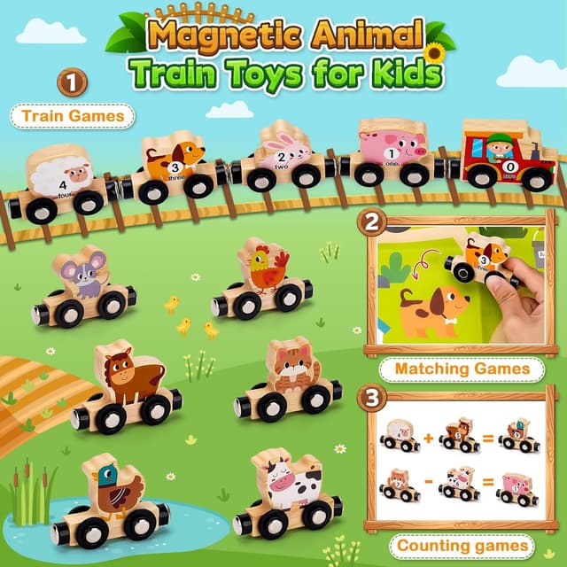 Thumbnail 5 de Magnetic Wooden Train Set Montessori 2โ4 yrs ๐