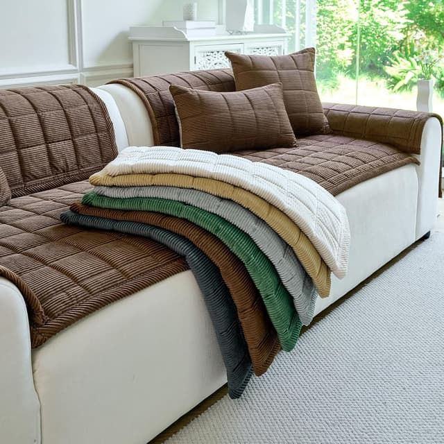 Detalle de PJLZJFBY Washable Non-Slip Fuzzy Couch Cover for Dogs (Dark Brown, 27.6"x94.5", 1 PC)