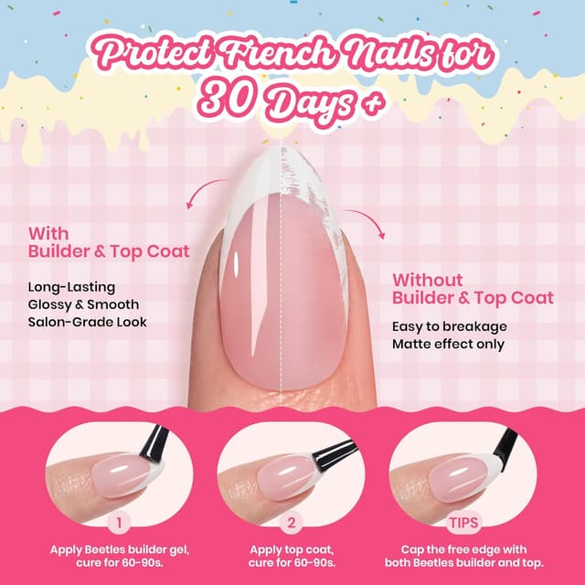 Thumbnail 6 de Beetles French Tips Press On Nails (Pastel Spring, Medium Almond) — 192-Piece Set with Labeled Tip Sizes