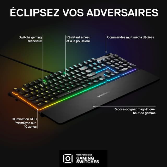 Thumbnail 2 de SteelSeries Apex 3 Clavier de Gaming AZERTY