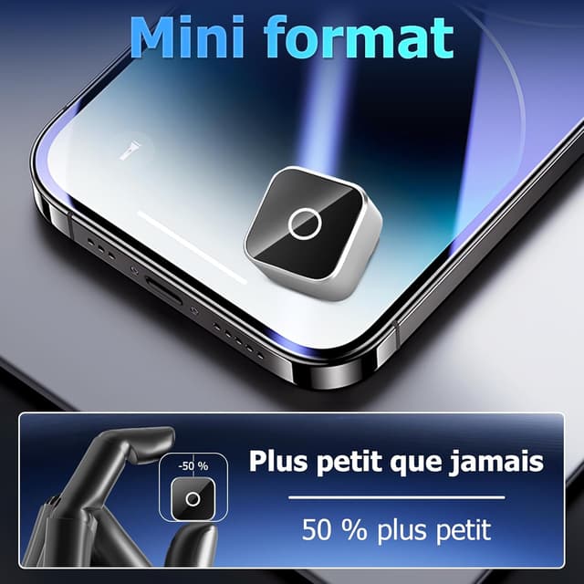 Detalle de Mini adaptateur CarPlay sans fil 2 en 1 USB/Type-C (Plug & Play) pour Apple CarPlay & Android Auto