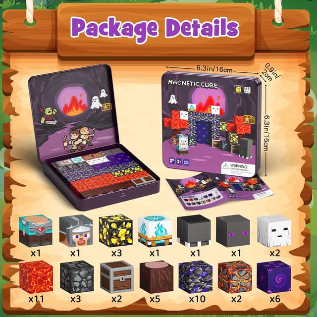 Thumbnail 6 de STEM MATCH Jouets de construction magnétiques de voyage – boîte portable en fer, 49 pièces (Explorateurs de grottes)