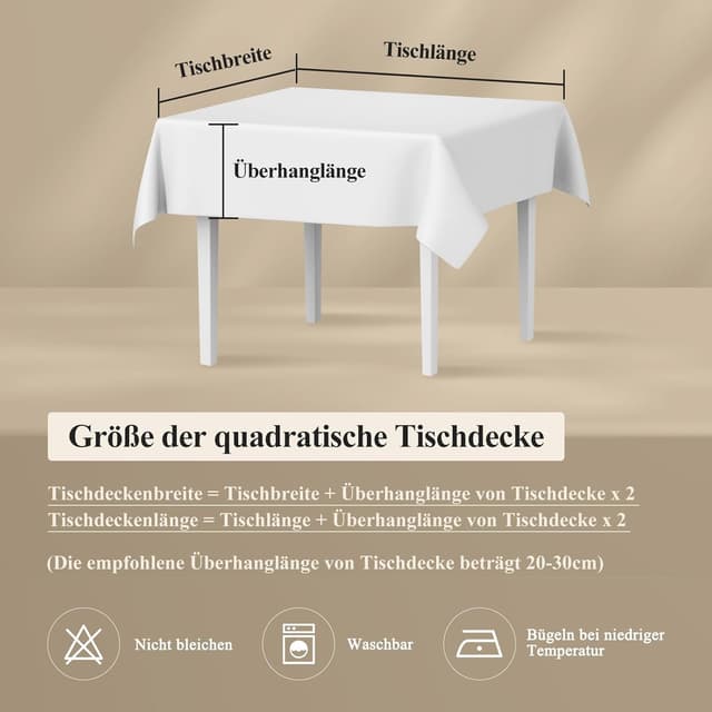 Thumbnail 6 de AooHome Tischdecke abwaschbar in Weiß (Leinen-Optik), 100x140 cm, wasserabweisend