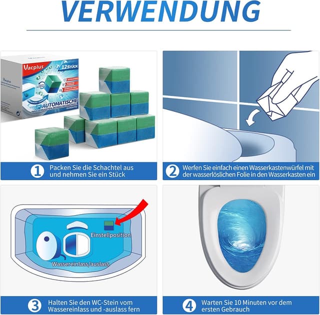 Detalle 2 de Vacplus WC Reiniger Duo-Aktiv Reinigungswürfel 12 Stück 🚽