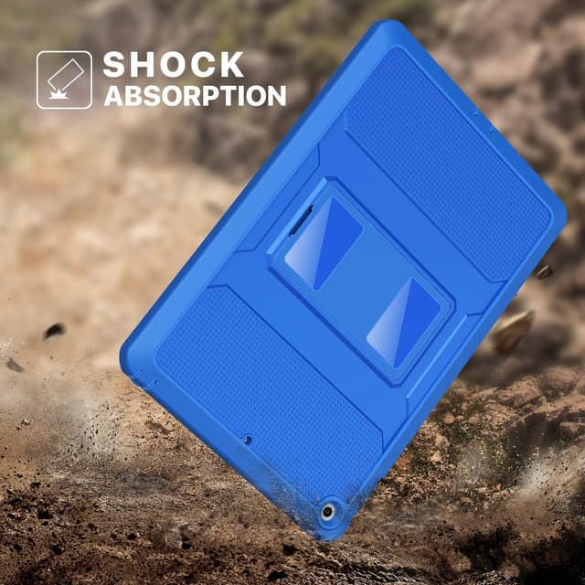 Detalle 2 de MoKo Stoßfeste Schutzhülle für iPad 7/8/9 (10,2 Zoll) inkl. Displayschutz & Ständer – Blaue Welle