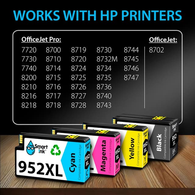 Detalle de Smart Ink 952XL 4-Pack Ink Cartridges 2000/1600