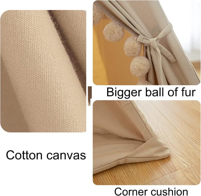 Detalle de RONGFA Kids Teepee Tent Indoor Play Cottage with Floor Mat, Star Light & Carry Bag