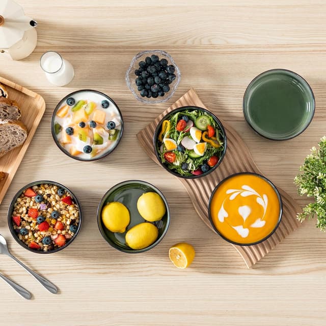 Detalle de vancasso STARRY 780 ml Suppenschalen-Set (6-teilig) – Müslischalen aus Steingut/Porzellan-Keramik für Ramen, Pasta, Salat & Dessert