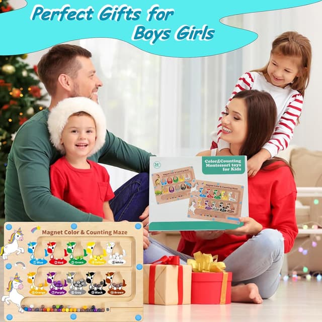 Thumbnail 6 de Magnetic Colour & Number Maze Montessori Toy for 2–6 Year Olds (Girls & Boys) – Magnetic Pen Bead Board