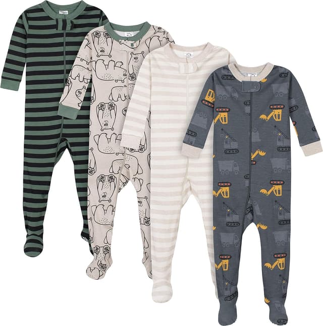 Detalle de Gerber Baby-Boys lot de 4 pyjamas bébé avec pieds (fermeture zippée) pour garçon