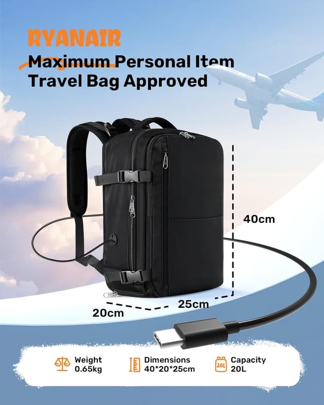 Detalle de Underseat cabin bag 40x20x25 20L