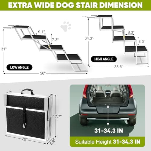 Thumbnail 1 de Extra Wide Dog Stairs Foldable Ramp 200 lbs