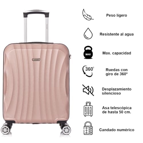 Detalle de RAYKONG Maleta de cabina ABS 55x40x20 cm (20 pulgadas) RosaDorada, 40 L