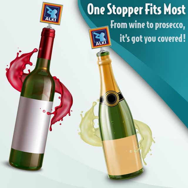 Detalle 2 de SC Products Alki Wine Stopper aluminium bottle stopper (funny “ALKI” design) for men