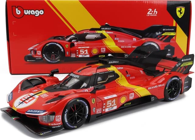 Detalle 2 de Bburago Ferrari Racing 499P Le Mans 1:18 die-cast model car (red)