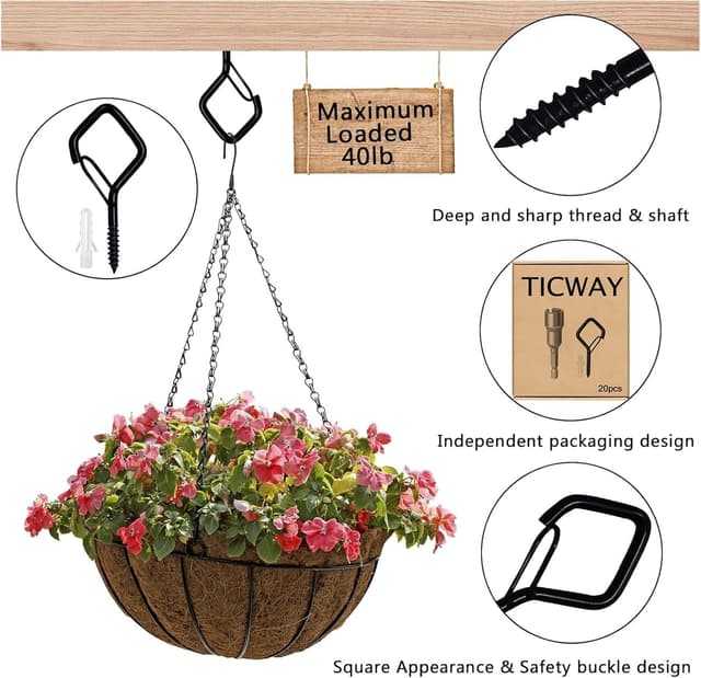 Detalle de Ticway Schraubhaken Set 80 Stück für Wand