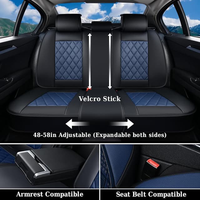 Detalle 2 de Coverado Leather Seat Covers Full Set (Waterproof Faux Leather, Universal Fit) for 5 Seats