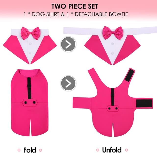 Detalle 2 de AOFITEE Dog Tuxedo Formal Suit and Bandana Set with Detachable Bow Tie