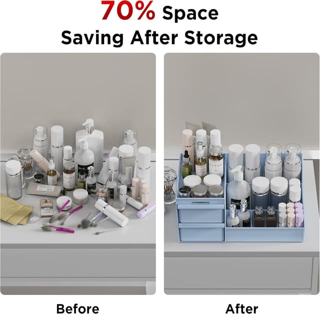 Detalle 2 de DancesCat organizer per trucco con cassetti e 7 scomparti per vanità, bagno e toeletta