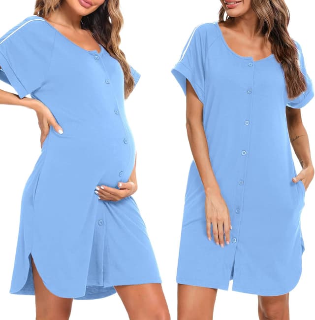 Imagen de iClosam Mutterschaft Nachthemd Baumwolle Kurzarm S–XXL en OfertitasTOP