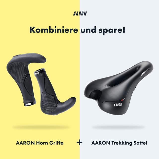 Detalle 2 de AARON Horn Lenker Griffe mit Gel-Dämpfung (ergonomische Lenkerhörnchen) aus rutschfestem Gummi, schwarz