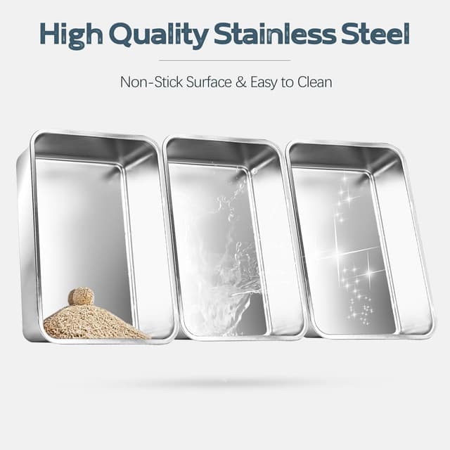 Detalle de Bartuke 3er-Set Edelstahl Katzenklo XL mit hohen Wänden, Anti-Splash und Schaufel (Schwarz)