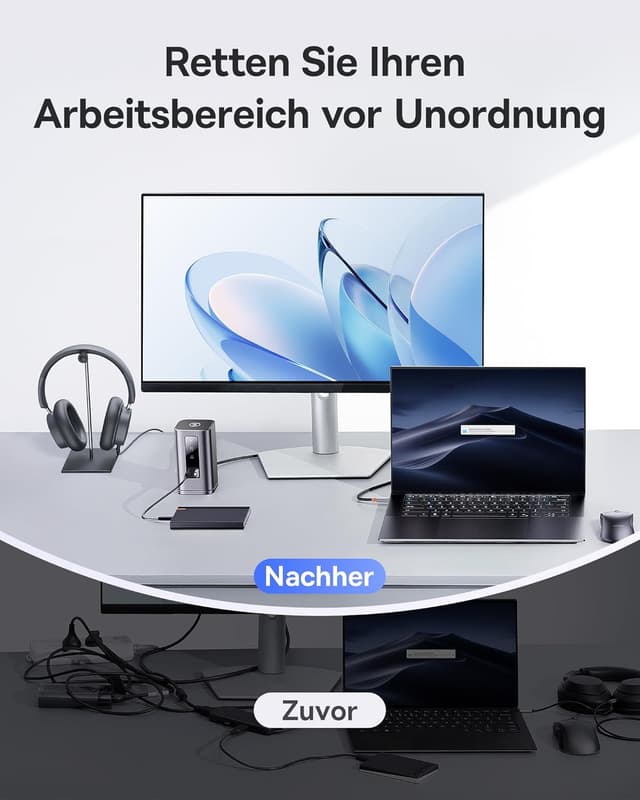 Detalle 2 de Baseus Spacemate 11-in-1 Dockingstation mit 100-W-Ladegerät (3 Monitore, 2x HDMI, 1x DP, USB-C/USB-A, Gigabit Ethernet)