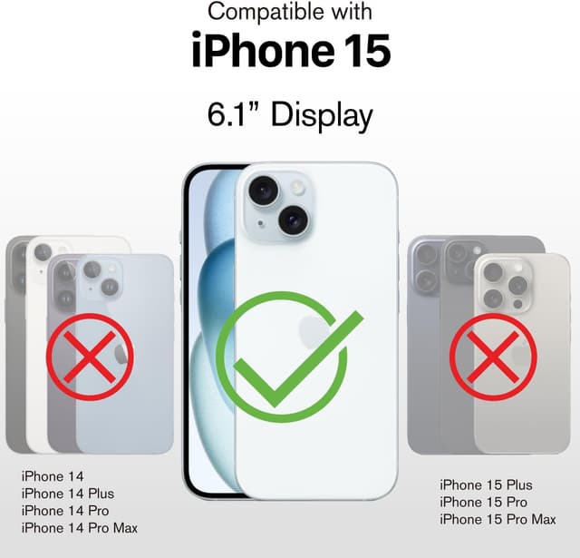 Detalle 2 de VENA vCommute for iPhone 15 Wallet Case (6.1-inch) with Kickstand, Military-Grade Drop Protection, Black