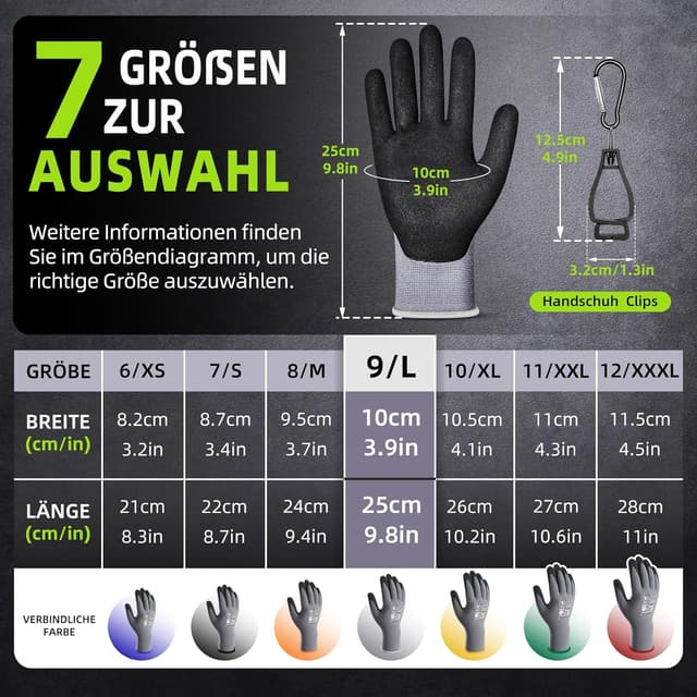 Thumbnail 5 de 6 Paar Arbeitshandschuhe Größe 9